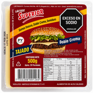 QUESO DOBLE CREMA SUPERIOR TAJADO 500 g